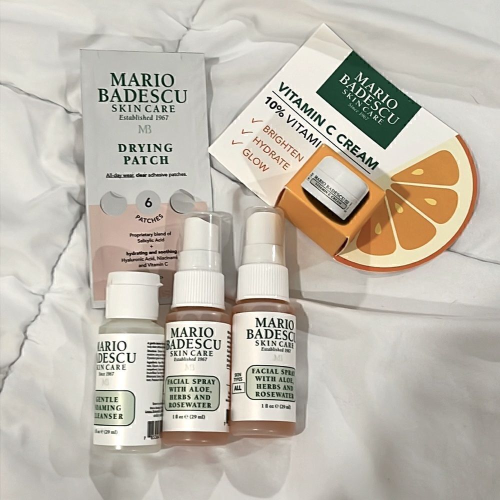 Mario Badescu skin care, bundle: cleanser, rosewater, vitamin C, drying patches